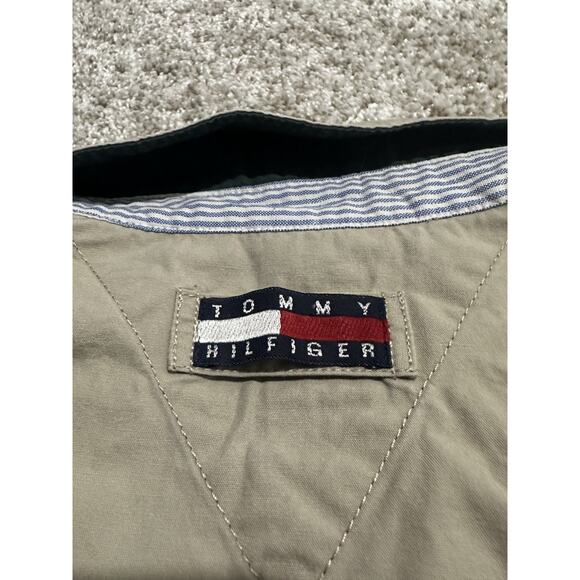 Tommy Hilfiger Men’s Large Tan Khaki Full Zip Jacket Crest Logo Cotton Lined - Picture 8 of 8